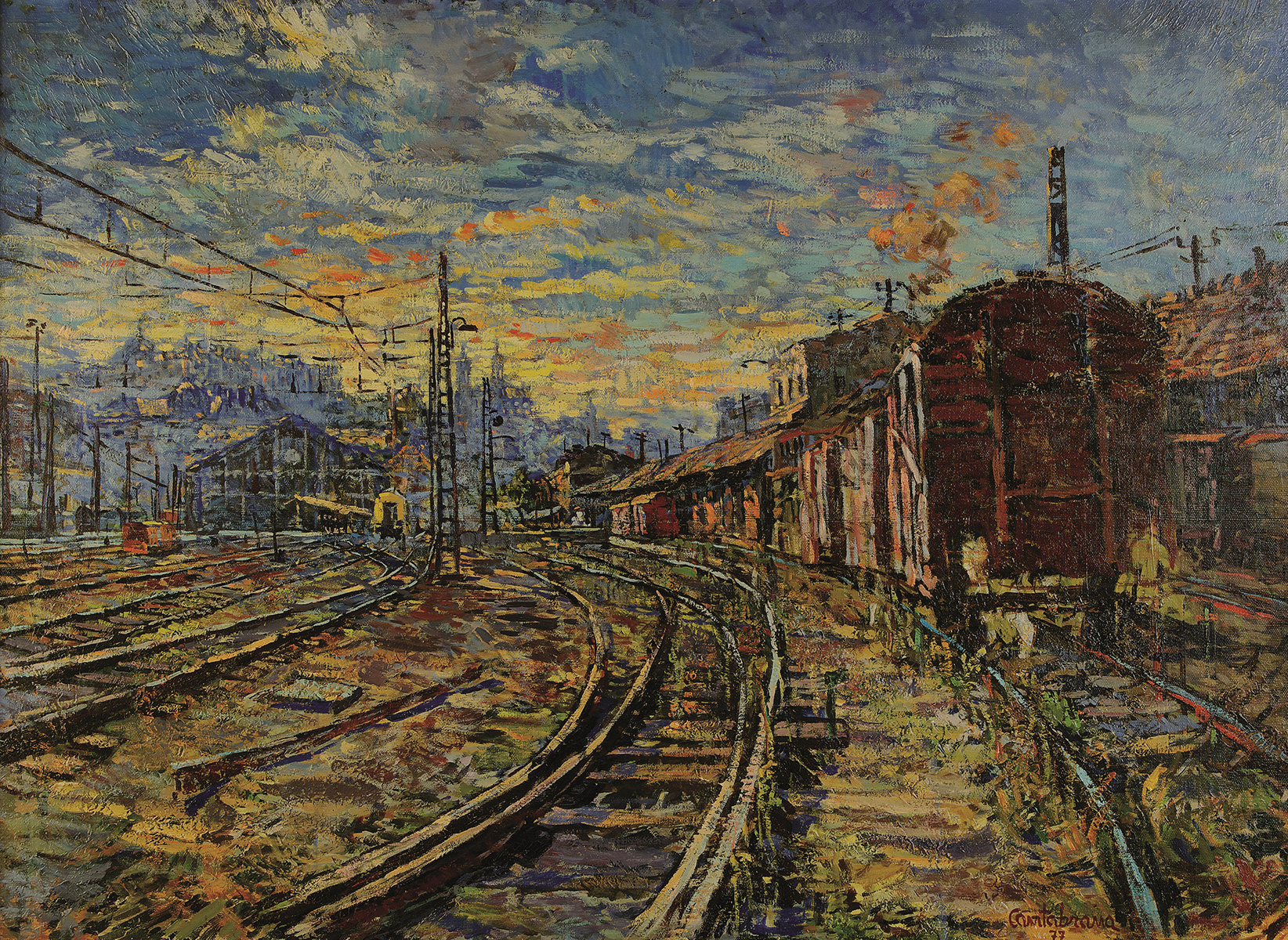 El amanecer oleo sobre lienzo 81x100 cm Estacion del Norte, Madrid